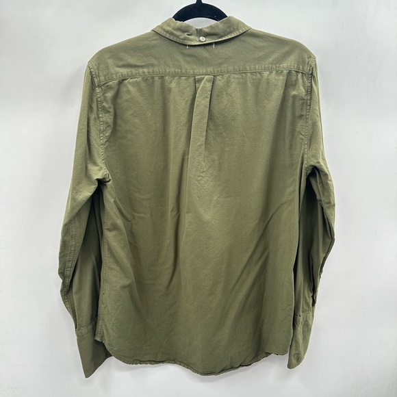 ALEX MILL organic cotton miliary green button long sleeve boho grunge blouse XL - Picture 2 of 15